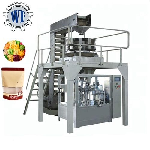 Rotary Premade Bag Packing Machine +Multihead weigher For pet food,nuts,coffee,etc.