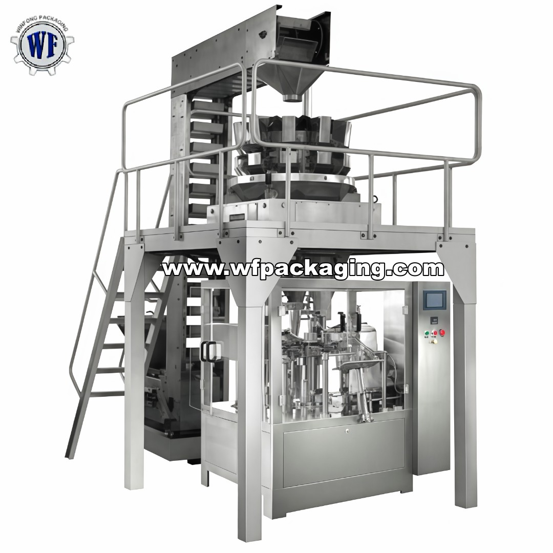 Rotary Premade Bag Packing Machine +Multihead weigher For pet food,nuts,coffee,etc.